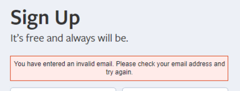 Facebook: Anda memasukkan email yang tidak valid